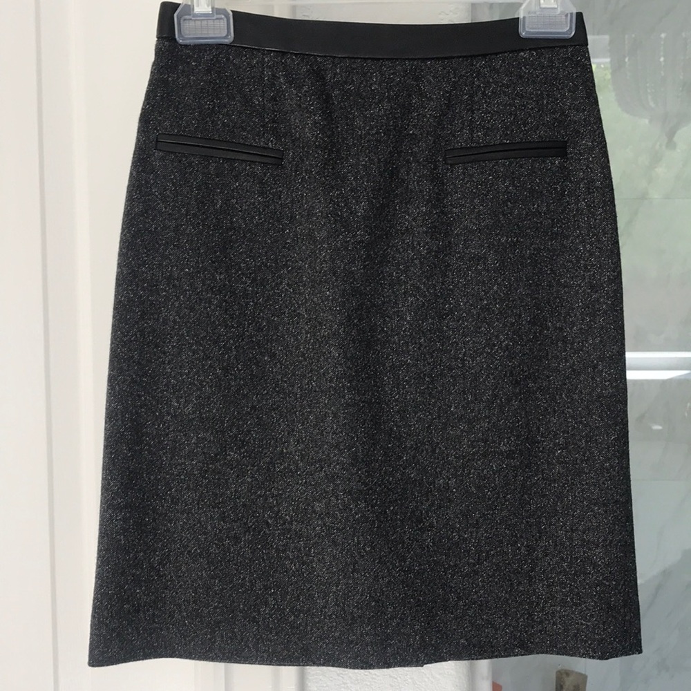 Rebecca Taylor tweed and lambs leather skirt